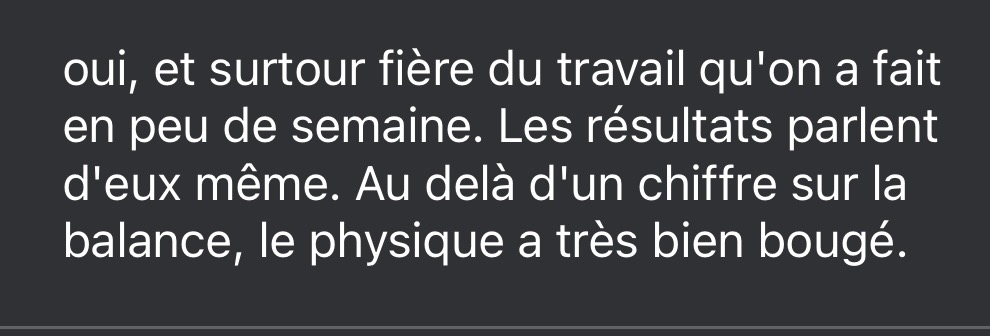 Message d’une cliente : « Au-delà d’un chiffre sur la balance, le physique a très bien bougé »